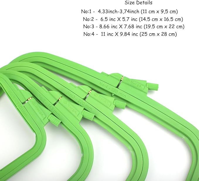 nurge green 4 pcs set plastic square embroidery hoop, cross stitch hoops, punch needle hoop (4 pcs)