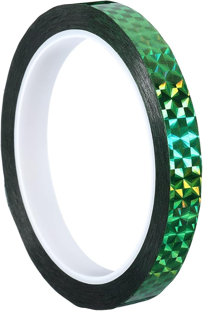 PATIKIL Prism Tape 0.5 Inch x 55 Yards, Holographic Metalized Reflective Adhesive for Detailing Accent Wall Decor Art, Green