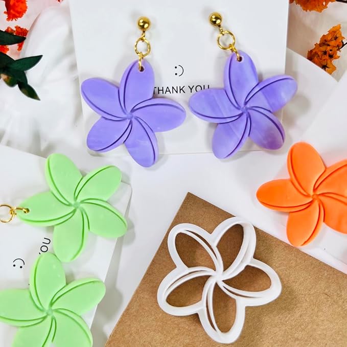 Xaekicr Tropical Flower Polymer Clay Cutter – 5 Petal Clay Earring Cutter for DIY Floral Jewelry – Clay Tools for Polymer Clay Earrings & Handmade Crafts – Simple Cutter for Summer Designs