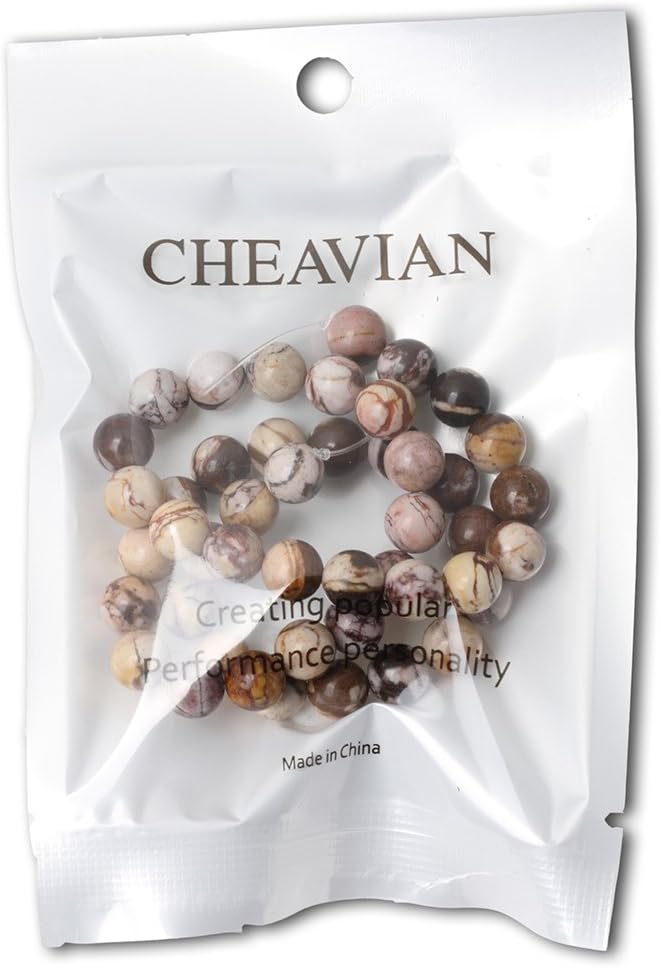 cheavian 45pcs 8mm natural australian zebra gemstone round loose beads crystal energy stone for diy jewelry making 1 strand 15"