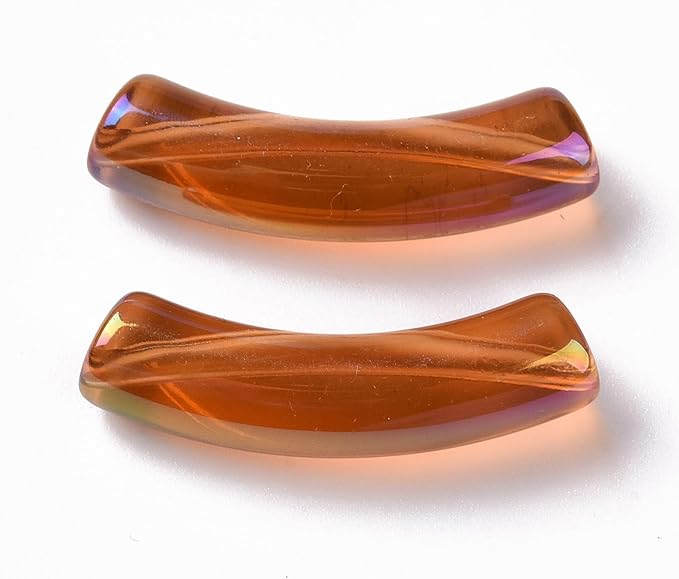 Ipotkitt 20 Pcs UV Plating Transparent Rainbow Curved Tube Beads Iridescent Acrylic Beads Candy Colors Chunky Bamboo Tube Beads for DIY Jewelry Making