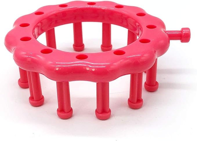 WAYION Round Knitting Loom Plastic Hat Weaving Looms Kit with Loom Hook/Needle, Creativity for Friends Small Knitting Loom Kit - Perfect for Sock, Hat, Leg & Arm Warmers, Scarf & More (Pink)
