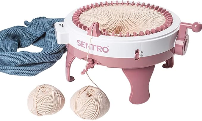 SENTRO 48 Needles Knitting Machine with Electric Adapter, Smart Weaving Loom Round Spinning Crochet Knitting Machines with Row Counter and Crank Handle Adapter Hex Steel Bit for Automatic Knit