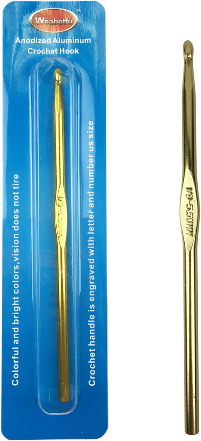 Weabetfu Aluminum Crochet Hook,Soft Grip Crocheting Hooks for Knitting Craft Yarn,Crochet Hooks Size I,5.5mm-New