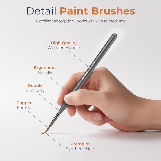Nicpro Miniature Paint Brushes Dry Brush - 30 PCS Model Paint Brush Set with Nylon Case for Acrylic, Oil, Watercolor, Detail Paint Brush Drybrush for Model, Miniature Painting, Paint by Numbers, Craft