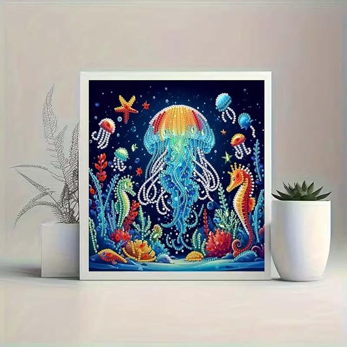 ZQEATRY Jellyfish Special Shape Diamond Art Kits for Adults,5D Diamond Painting Kits for Adults Beginner,DIY Diamond Dots Art Crystal Rhinestones Painting Kits for Home Wall Decor 11.8 X 11.8inch