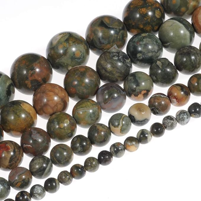 8mm Natural Kambaba Jasper Gemstone Round Loose Beads Crystal Stone Bracelet Necklace Accessories Crafts for Jewelry Making DIY,1 Strand 15"