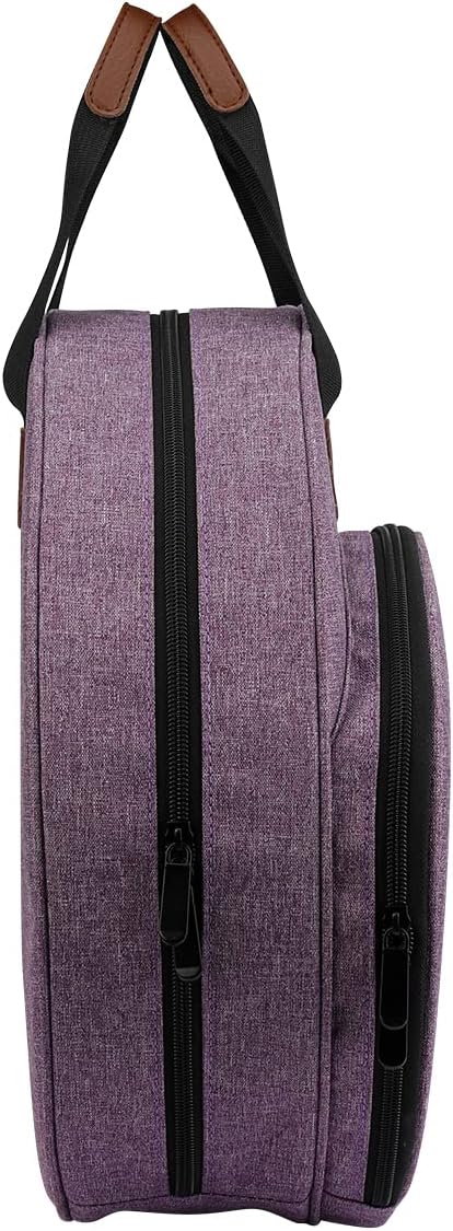 OTRIEK Shinyzone Cross Stitch Storage Bag Purple,Embroidery Projects Bag,Sewing Crafts Storage Tote Bag,Knitting Bags with Zipper Pockets Organiser for Embroidery Hoops,Charts and Threads
