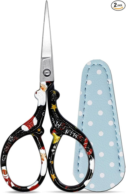 Scissors Small Sewing Scissors 3.6Inch Embroidery Scissor Small Precision with Leather Cover Stainless Steel Scissor for Needle Work Art Work Craft Threading
