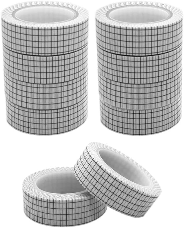 10 Rolls White Grid Washi Tape Set 33 Feet 3/5 Inch Width Writable Adhesive Masking Tapes Sticky Decorative Paper Tape for Arts DIY Scrapbooking Planners (10 Rolls White)