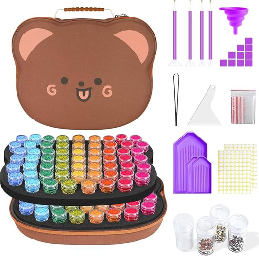 ZORETCO Diamond Painting Storage Box, 120 Slots Bead Storage Containers with Tools Kit for Diamond Art Accessories Beads Organizer Craft Jewelry