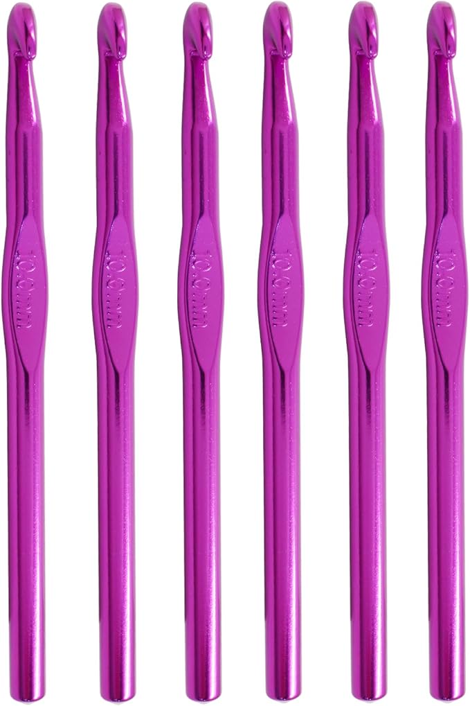 Auvotuis 6Pcs 10mm US Size N/P (Size 15) Aluminum Crochet Hook Knitting Needles for DIY Craft Yarn, Purple