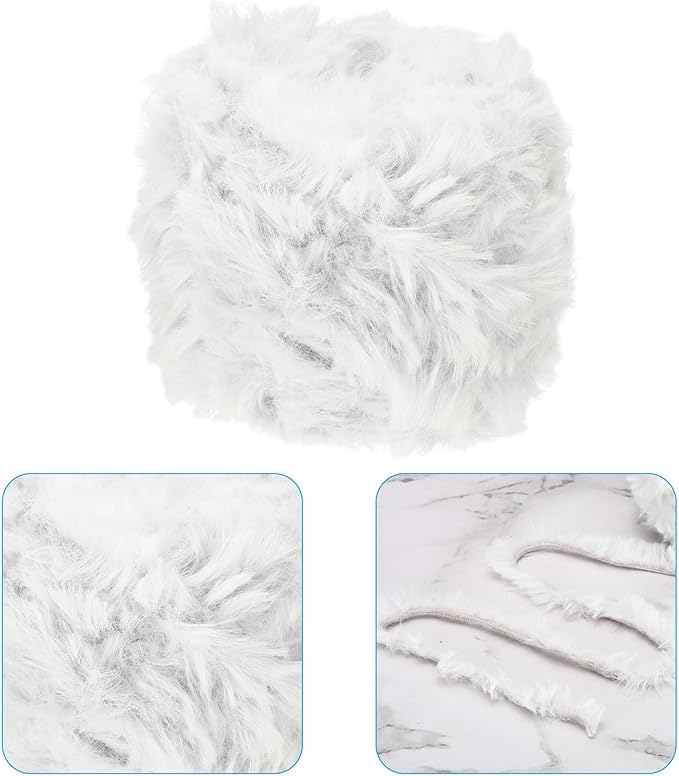 PATIKIL 70yds Faux Fur Yarn, Fuzzy Yarn Crochet Fluffy Yarn Soft Chunky Polyester Plush Fur Eyelash for Crocheting Knit Blanket Rug Sweater Scarf Hat Bear Craft, Grey White