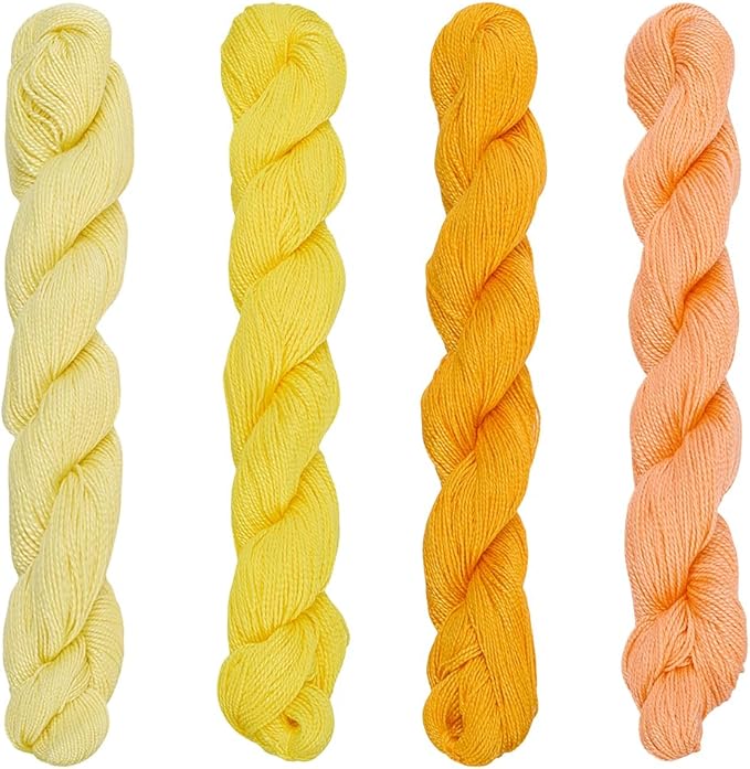 FREEBLOSS 4 Pcs Sashiko Thread Sashiko Skein 100M * 4 Colors Pure Cotton Embroidery Thread Japanese Sewing Threads Quilting and Embroidery Kit Supplies, Yellow and Orange