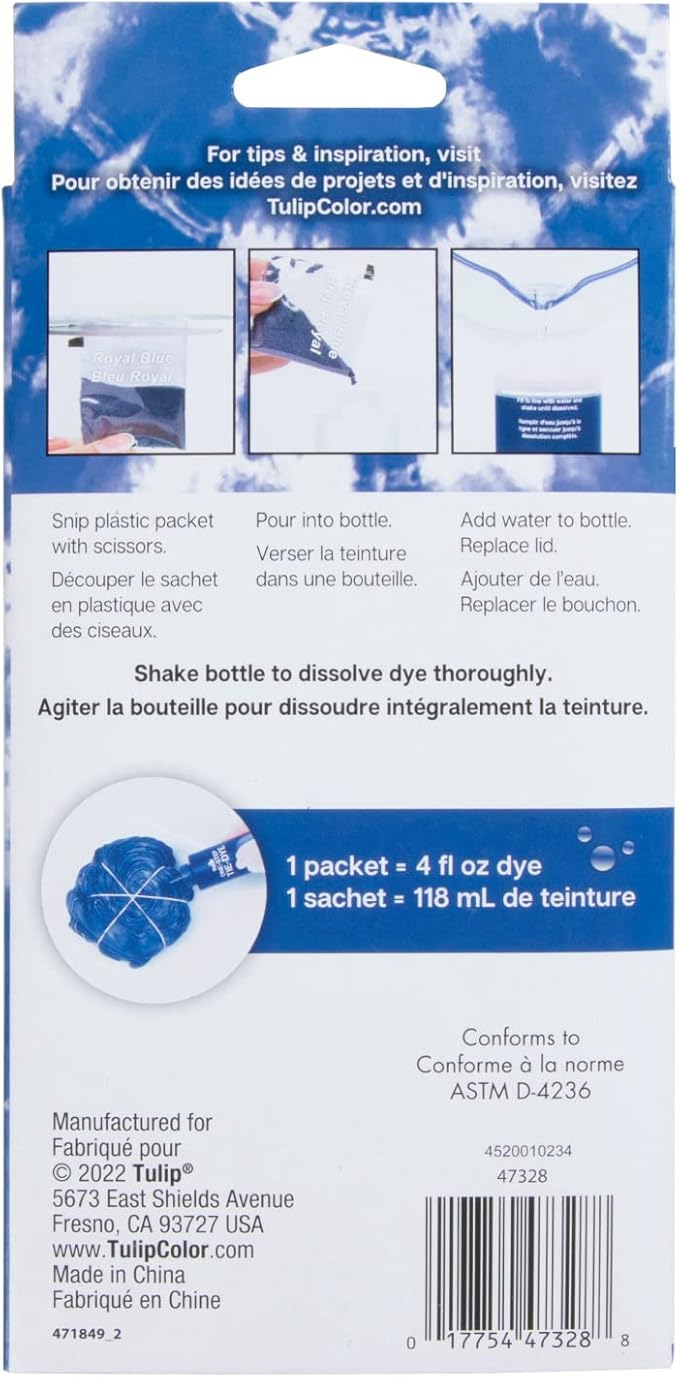 Tulip One-Step Tie-Dye Kit , 3 Fabric Dye Refill Packs, Packs, Royal Blue