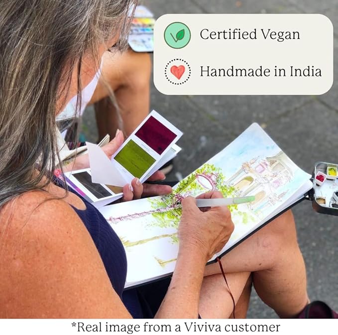 Viviva Watercolor Sheets, Spring 16 Colors - Travel Watercolor Paint Set for Adults Beginners, Artists, Hobbyists - Lightfast, Vibrant, Handmade & Portable Watercolor Kit with Mixing Palette