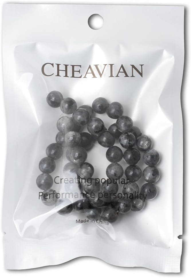 cheavian 45pcs 8mm natural black labradorite gemstone round loose beads crystal energy stone for diy jewelry making 1 strand 15"