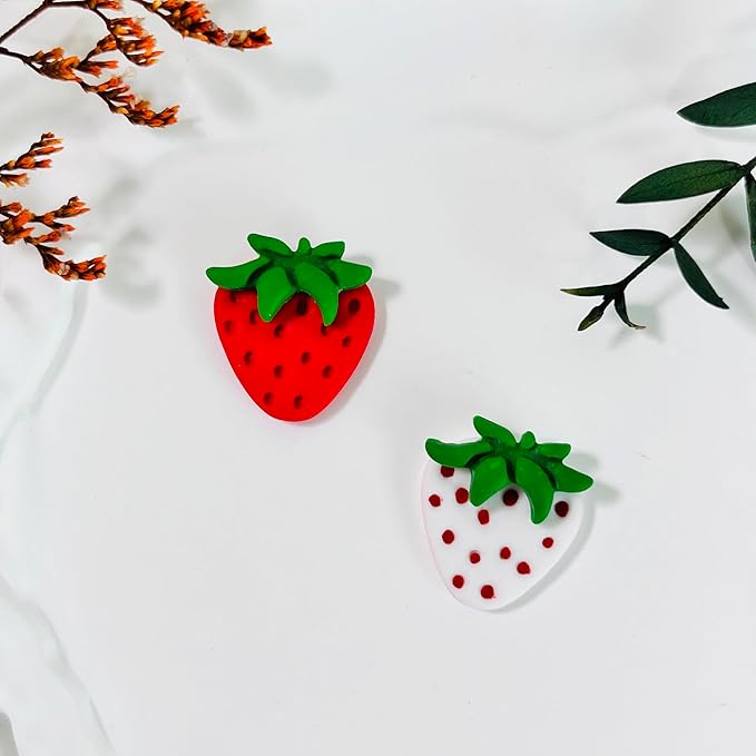 Xaekicr 2 Pcs Strawberry Polymer Clay Cutters Set – Cute Heart Clay Cutters & Texture Molds for Earrings Making, Clay Tools for DIY Polymer Clay Jewelry