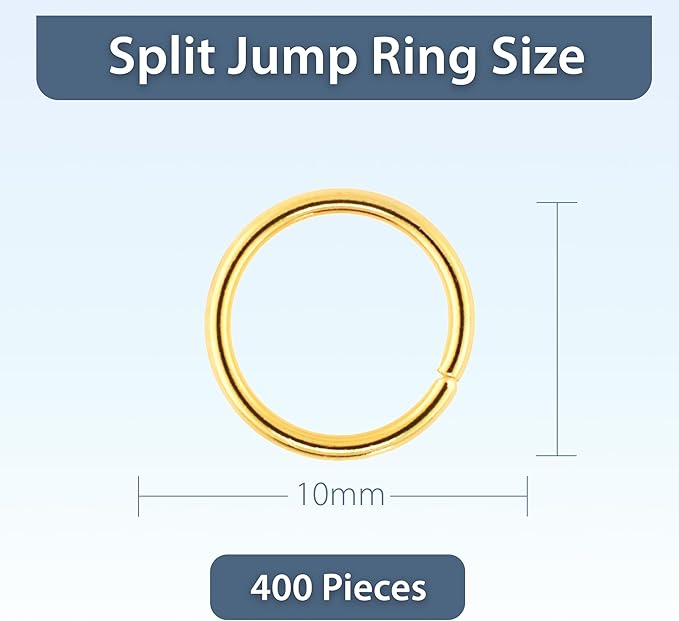 Mandala Crafts Assorted Gold Color Jump Rings Jewelry Findings Metal O Rings for Jewelry Making Supplies - 400 10mm Small Open Jump Rings Kit for Necklace Earring