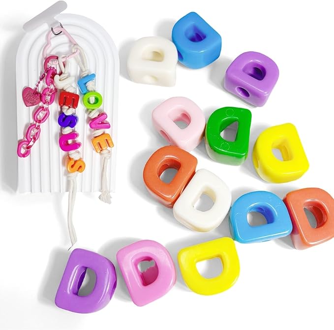 Maerolre 20Pcs Large Letter Beads, 20mm Big Acrylic Bubble Alphabet Beads, Colorful Plastic Beads for DIY Keychains, Jewelry Making, Phone Crafts Projects - D
