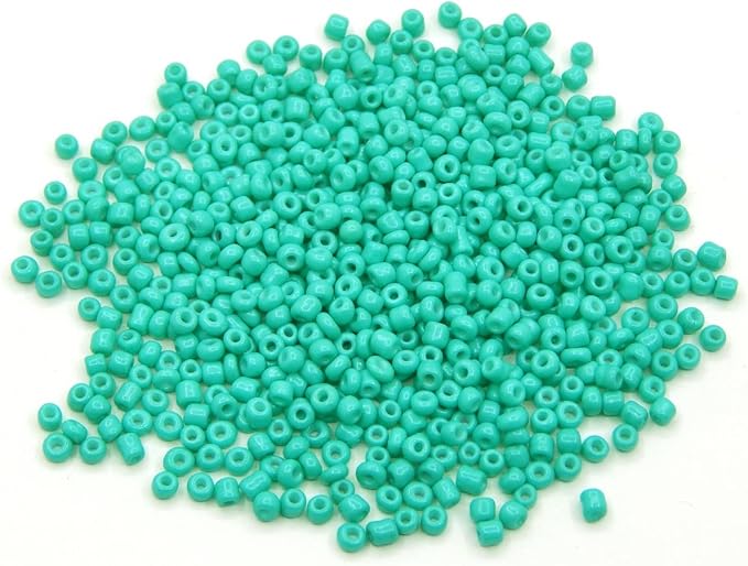 Perlin Glass Seed Beads 4mm 6/0 Round 1100pcs Mini Small Pony Spacer Beads Kit for Jewelry Making Earrings Bracelets Pendants Waist DIY Handmade (Turquoise Opaque)