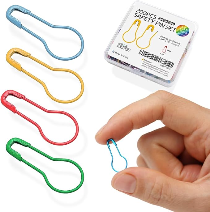 Stitch Markers, 200pcs Crochet Markers, 0.85" Metal Bulb Safety Pins, 25+ Colorful Gourd Pins, Knitting Stitch Markers for Crocheting, Crochet Accessories for Fabric & Paper