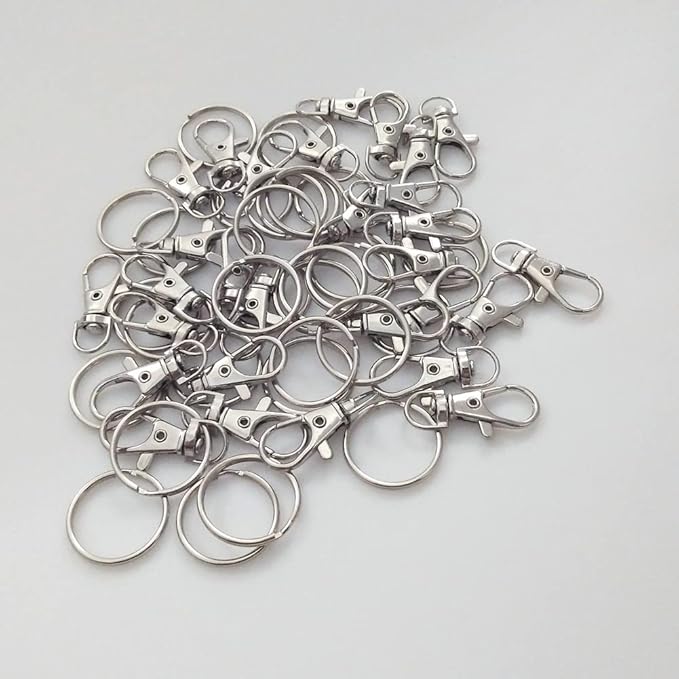60 Pcs Premium Swivel Lanyard Snap Hook with Key Rings, Metal Lobster Clasp Keychain Hooks for Lanyard Crafting