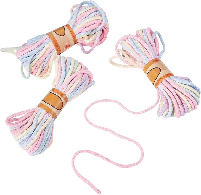 98.46 Feet Pink 3-3.5mm Macrame Cord Twisted Soft Macrame Rope Segment Dyed Decorative Cord Sewing Twine Craft Thread for DIY Crafts Knitting Plant Hangers Christmas Wedding Decoration