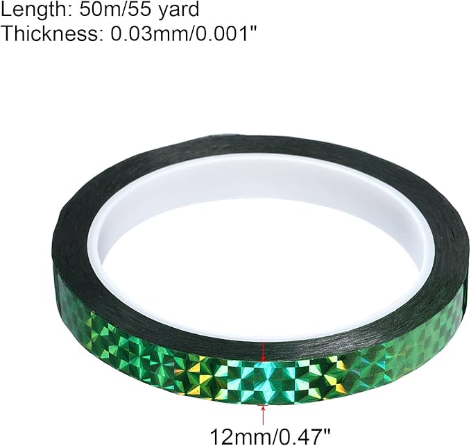 PATIKIL Prism Tape 0.5 Inch x 55 Yards, Holographic Metalized Reflective Adhesive for Detailing Accent Wall Decor Art, Green