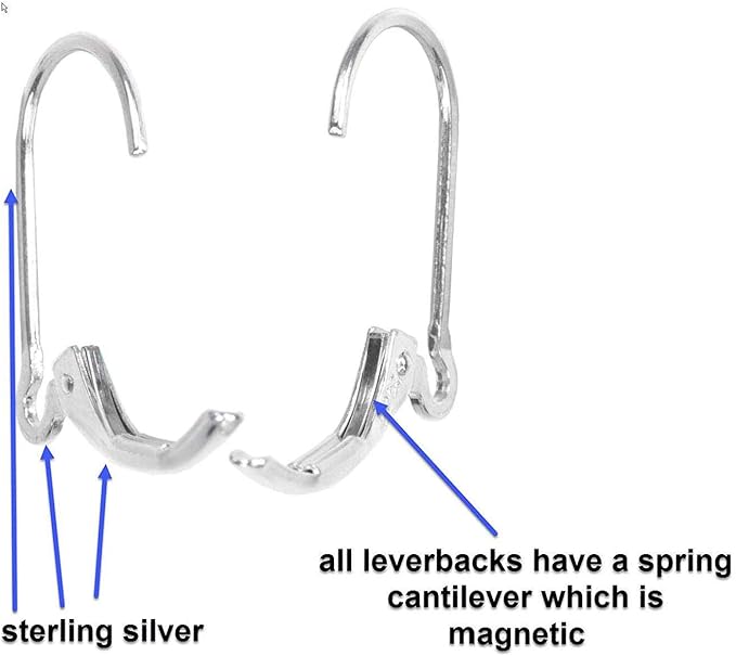 ugems interchangeable earring findings (3 pairs / 6 pieces) leverback made in usa stamped 925 sterling silver, earring findings with closed loop sku: j-4170