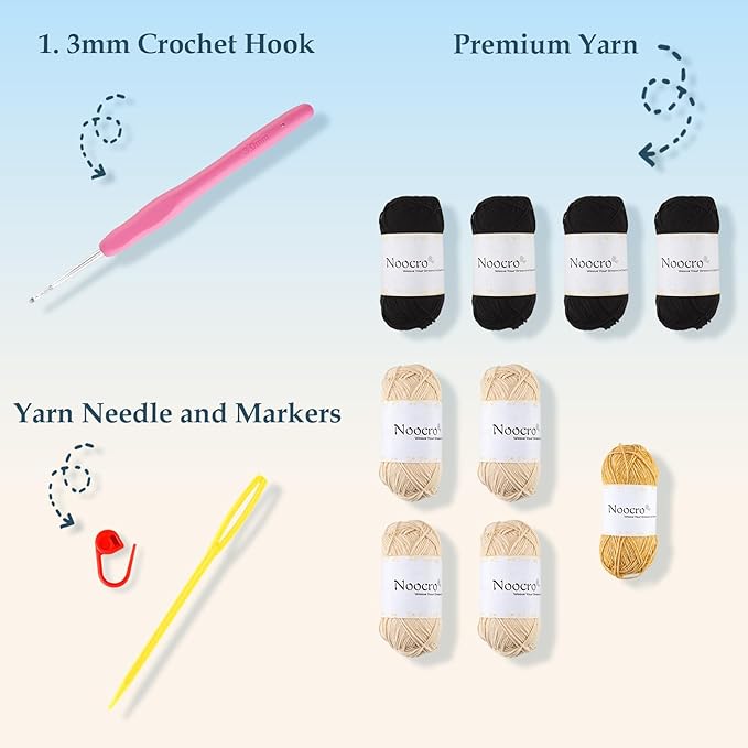 Noocro Crochet Kit for Intermediate or Advanced Levels, Complete Craft Kit for a Floral Daisy Shawl with Step by Step Video Tutorials Detailed Instructions, Perfect Holiday Gift or DIY Project (Black)