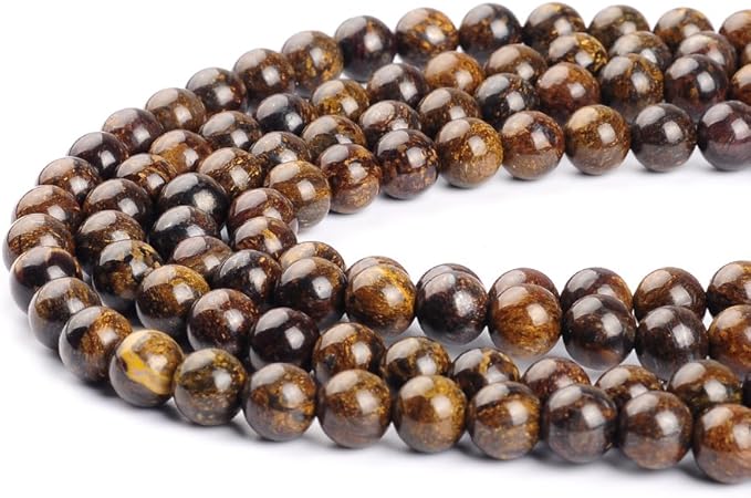 8mm Natural Bronzite Gemstone Round Loose Beads Crystal Stone Bracelet Necklace Accessories Crafts for Jewelry Making DIY,1 Strand 15"