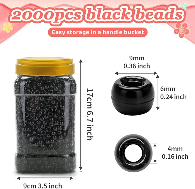 iooleem pony beads(2000pcs black pony beads), beads for jewelry making, beads for crafts, beading supplies, arts & crafts materials for jewelry making.