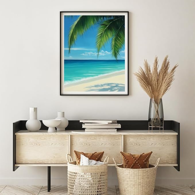 Natuyalo Beach Landscape Paint by Numbers Kit for Adults - Beginner Seaside View - Adult Paint by Number Kits on Canvas - DIY Acrylic Painting Kits for Gift - 16x20 Inch