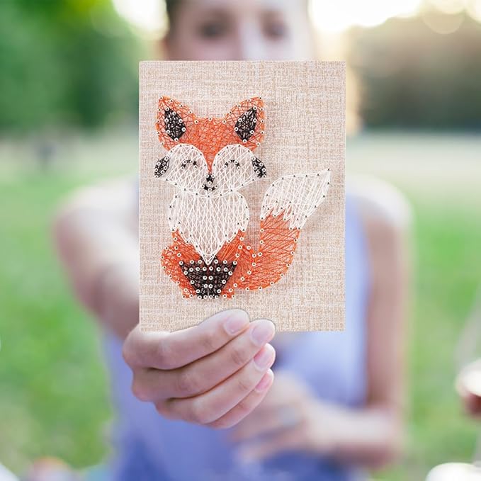 WEBEEDY DIY String Art Kit Fox Craft Kit Creative Animal String Art Craft Kits for Adult Beginners Christmas Holiday Home Wall Table Decorations Gift