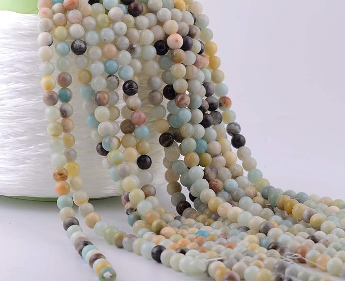 Natural Stone Beads 100pcs 10mm Amazonite Stone Round Genuine Real Stone Beading Loose Gemstone Hole Size 1mm DIY Smooth Beads for Bracelet Necklace Earrings Jewelry Making (Amazonite Green, 10mm)