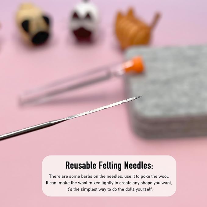 Truslin Needle Felting Kit, DIY Crafts for Adults Women, Hobby Kit with Felting Supplies,Felting Needles, Felting Wool and Tools for Beginners, Adult Craft Kits, Faceless Cat and Dog 4pcs