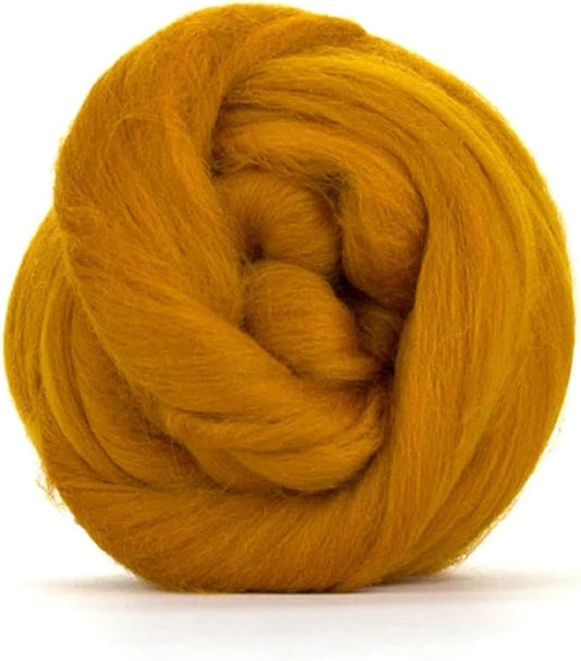 Revolution Fibers Merino Wool Combed Top | 1 lb Premium Wool Roving | 22 Micron, Best Merino Wool for Spinning, Tapestry, Needle Felting, Big Yarn Roving and Wall Hangings (Amber)