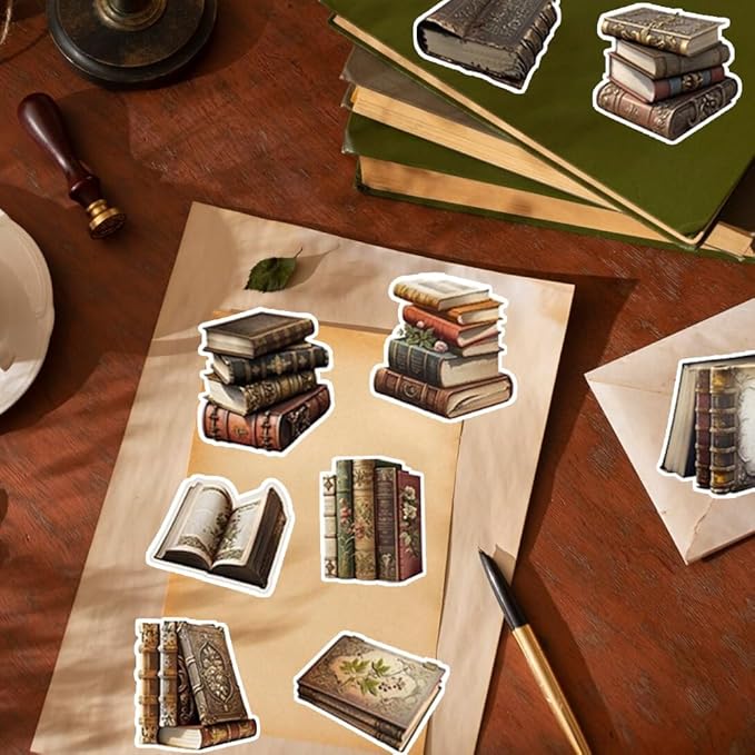 50Pcs Waterproof Vintage Stickers,Scrapbooking Supplies Kit,Aesthetic Decorative Craft Sticker for Planner, Bullet Journaling, Junk Journal, Water Bottles, Laptop, Retro Craft.Books
