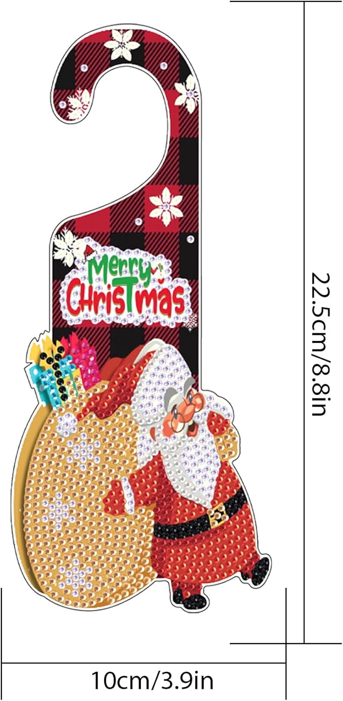 AiYuanzsh Diamond Art Painting Christmas Door Sign Pendant Kits for Door Decoration, Christmas 5D Special Shaped Drill Crystal Diamond Art Hanging Door by Number Kits for Adults Craft DIY Gift