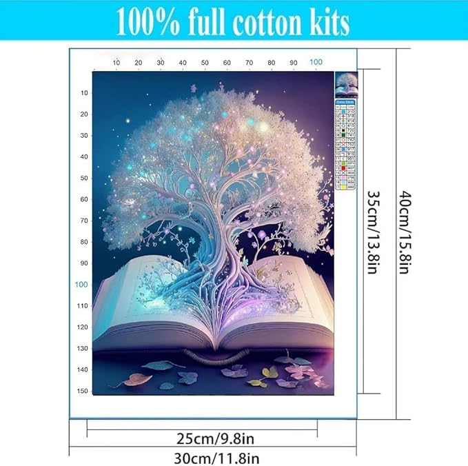 Tree of Life Cross Stitch Kits for Adults - Stamped Crossstitching Kits Preprinted 11 Count Cross-Stitch Kit for Beginner, 11CT Prestamped Easy Pattern Needlepoint Kits Crafts for Decor 11.8x15.7inch