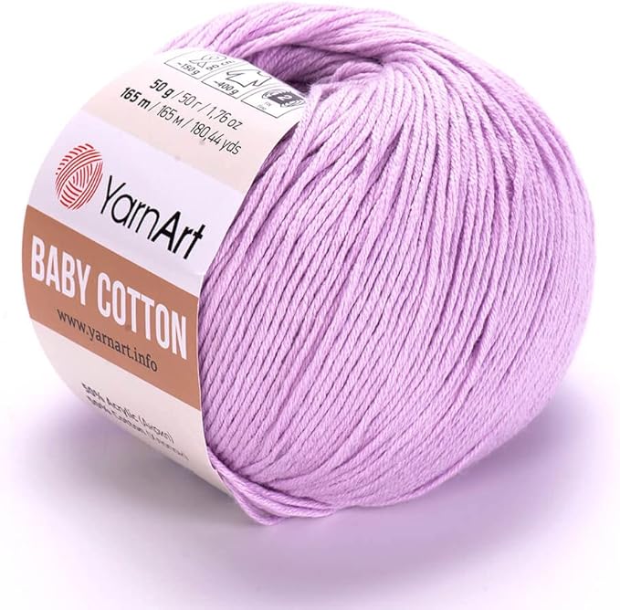 YarnArt Baby Cotton Yarn - Soft Knitting Yarn for Baby & Summer, 50% Cotton 50% Acrylic, 1.76 Oz, 180.44 Yds, Ideal for Amigurumi & Crochet Projects (1, 416)