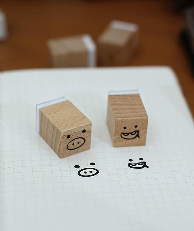 25pcs Mood Expression Wooden Rubber Stamps Kit, Cute Small Emoticon Theme Stamps for Decorative Diary Planner DIY Craft Scrapbook Card Making Letters Journal