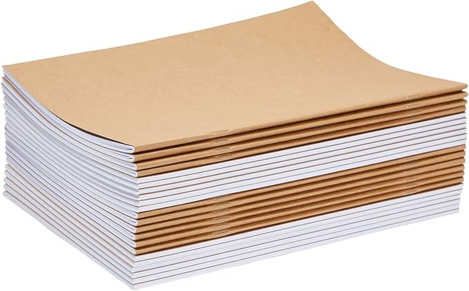 Paper Junkie Journaling Notebooks - 24 Pack, 8.5 x 11 In, Brown, Soft Cover - Blank Unlined Kraft Paper Sketchbooks & Writing Journals Bulk for Sketching & Note Taking