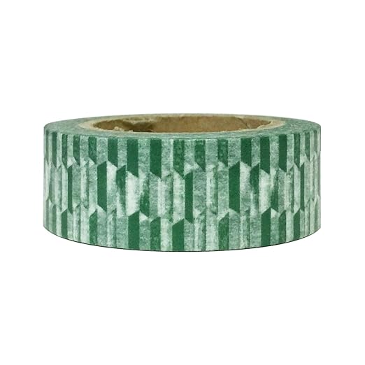 Wrapables Colorful Washi Masking Tape, Green Trapezoids