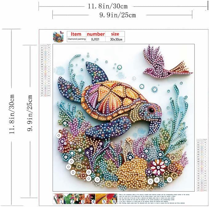 ZQEATRY Sea Turtle Diamond Painting Kits for Adults,5D Special Shape Diamond Art Kits for Adults Beginners,DIY Crystal Rhinestones Diamond Dots with Gem Art Kits,Home Wall Decor 12 X 12 inch