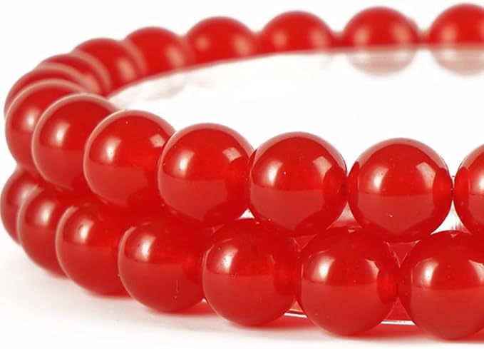 6mm Natural Red Chalcedony Round Bead - 60PCS Bulk Gemstone Beads for Jewelry Making, DIY Bracelets, Necklaces - Includes Crystal Stretch Cord - Stone Beads for Crafting Gifts