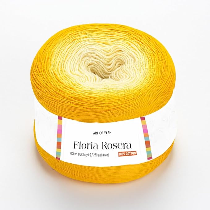 Floria Rosera 100% Cotton Yarn 250g (8.80oz), 1094 Yards - Vibrant Multicolor Rainbow Yarn for Crochet Knitting Amigurumi Crafts - Ideal for Spring Summer Projects