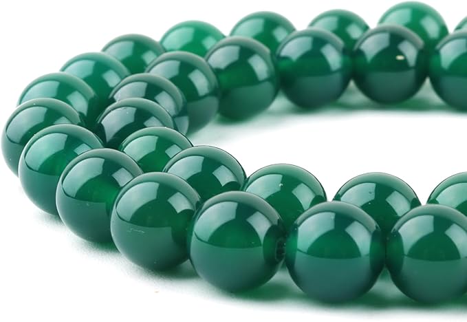 Natural Stone Beads for Jewelry Making - 10mm Gemstone Round Beads for Bracelets(35-37pcs, Green Agate)