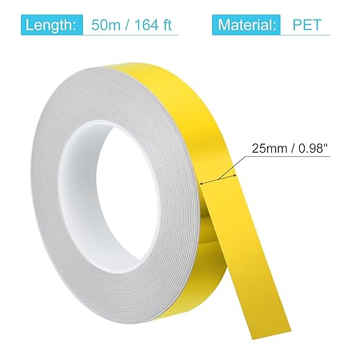 uxcell Metallic Tape, 0.98 in x 164 ft Self Adhesive Metalized Polyester Film Tape Waterproof Shiny Washi Tape for Walls Graphic Arts Gifts Wrapping Crafts Decoration, Gloss Gold
